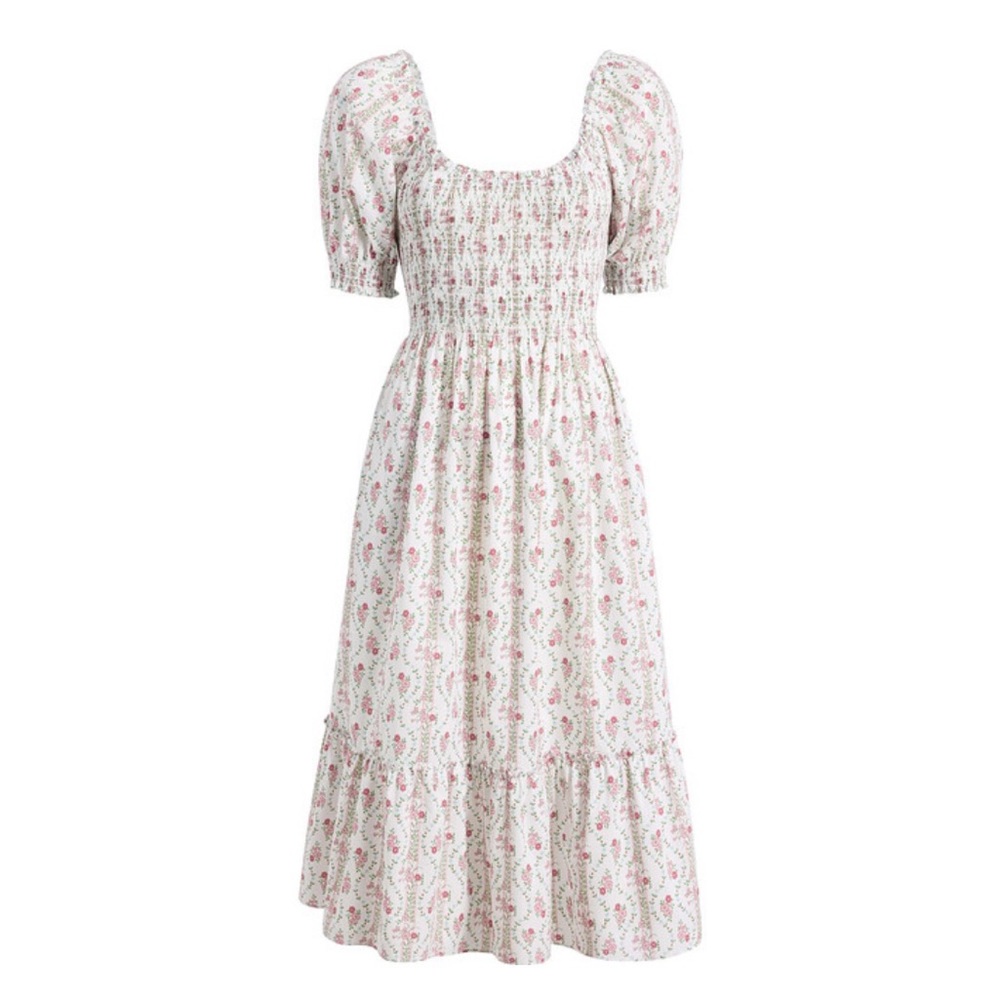 Hill House White Smocked Puff Sleeve Sundress